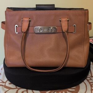 Coach Tan Leather Tote with Black Accents